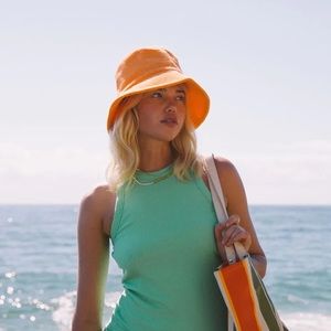 Araminta James Terry Cloth Bucket Hat in Mango